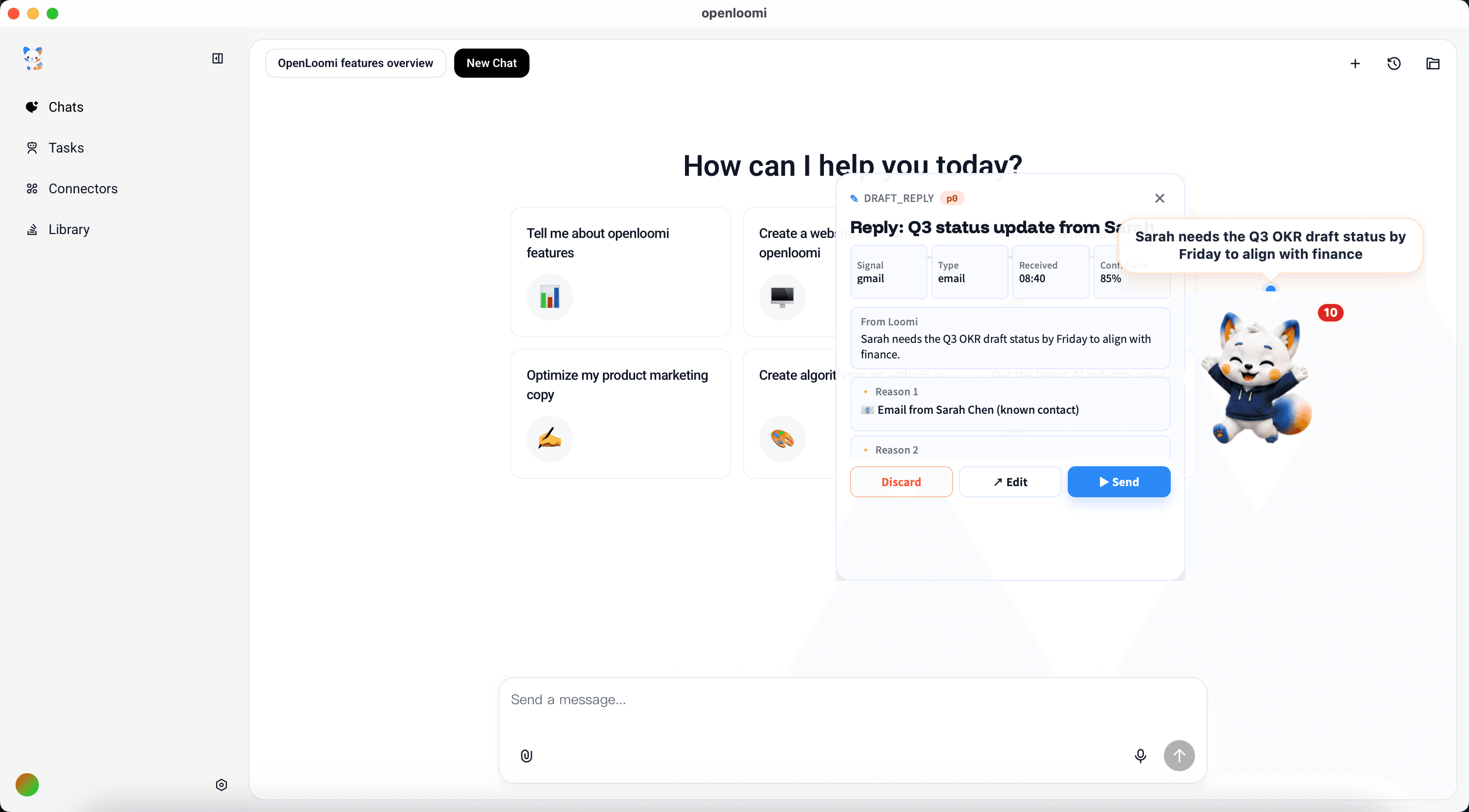 Loop card — EMAIL_REPLY for the Q3 OKR status email