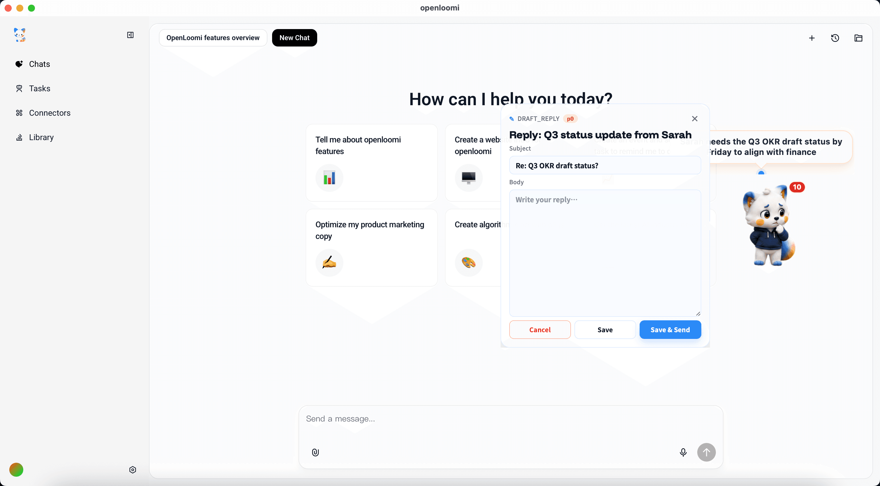 Loop card — EMAIL_REPLY expanded with Subject and Body reply editor