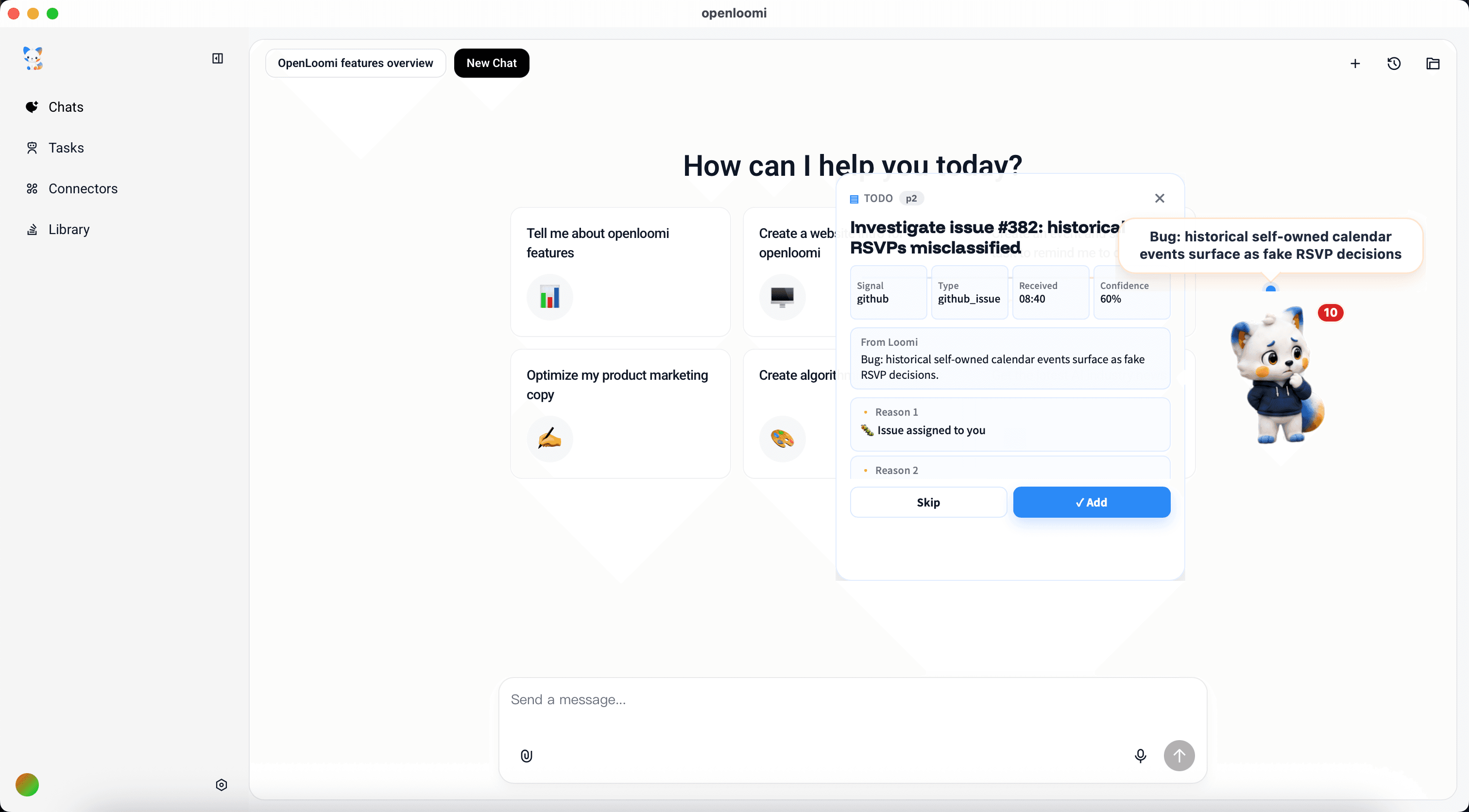 Loop card — TODO for issue #382 "historical RSVPs misclassified"