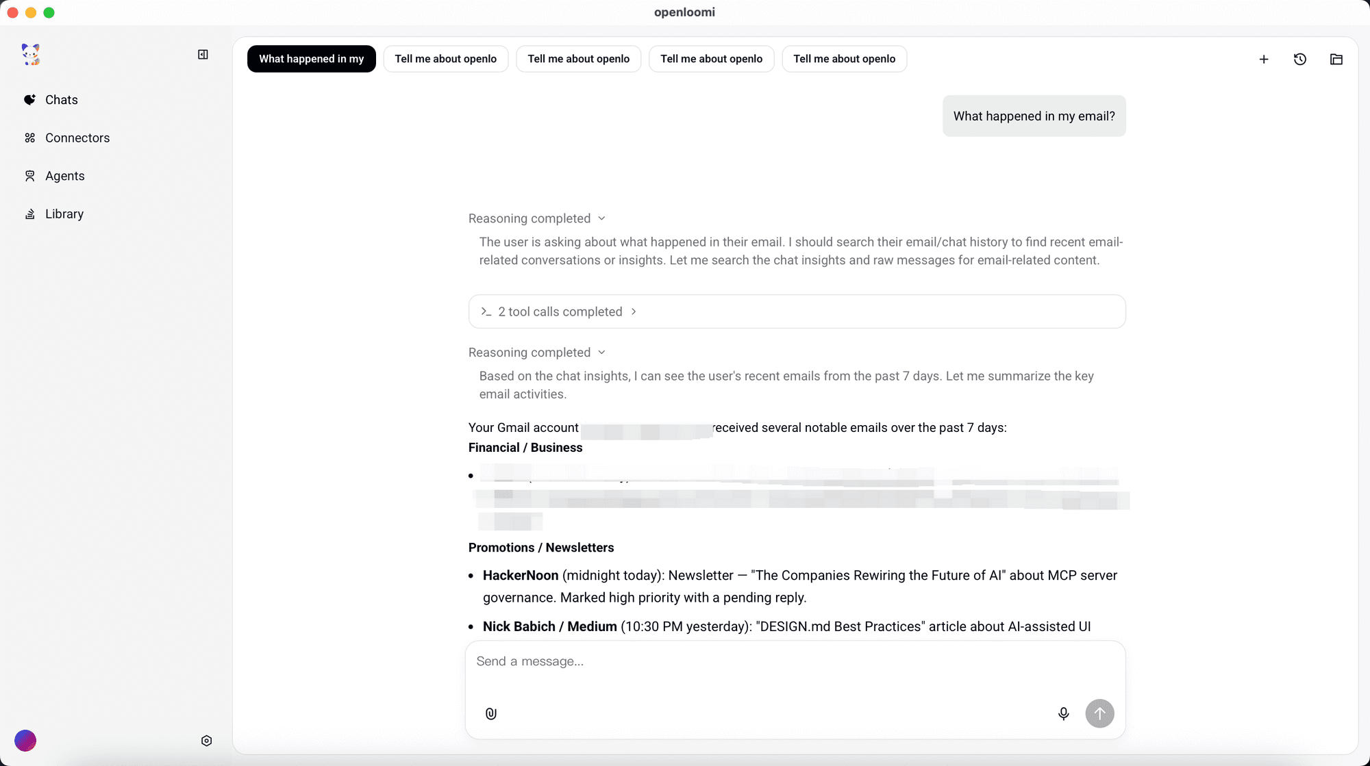 OpenLoomi Chat Email Context