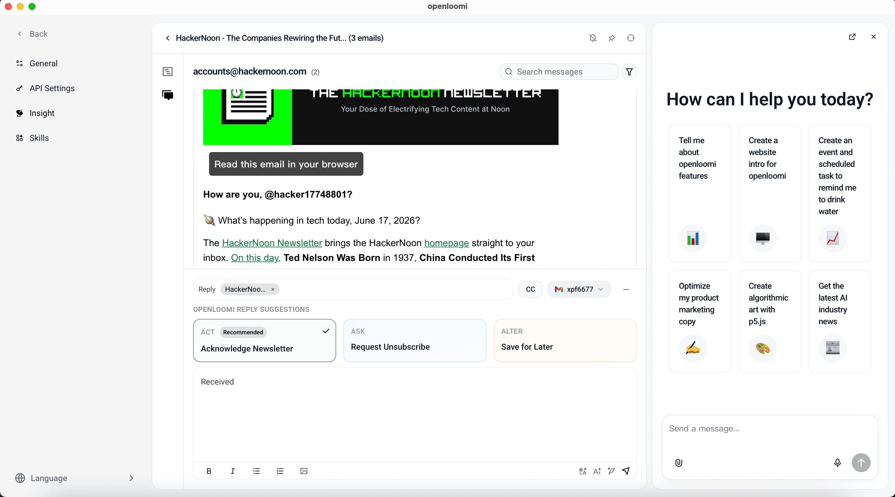 OpenLoomi Email Draft