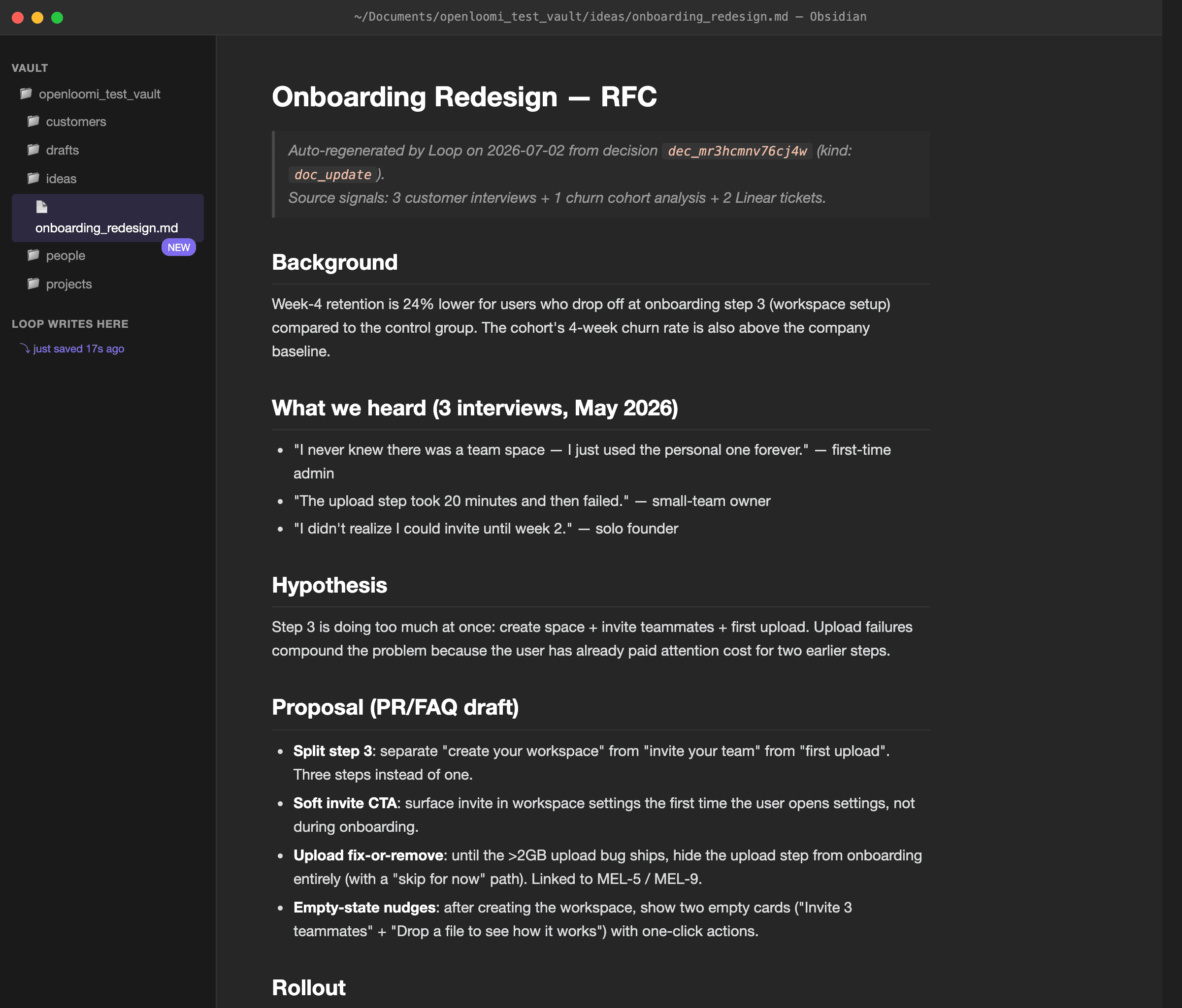 Obsidian preview — RFC auto-regenerated by Loop, written to ideas/ folder of the configured vault