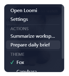 Loomi Pet right-click menu with configured prompt actions